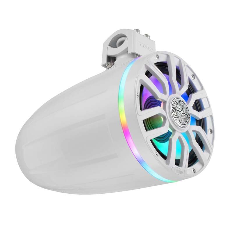 DS18 8in NXL-iQ Marine Tower Speaker with Digital LEDs Neodymium Magnet 1in Driver 350W 4Ohm White