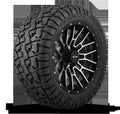 HD Golf Wheel & Tire Package ( 1pc ) 12x7.0 RTC Gloss Black Machined Face + Rivets w ( 1pc ) 23 Inch A/T Tire