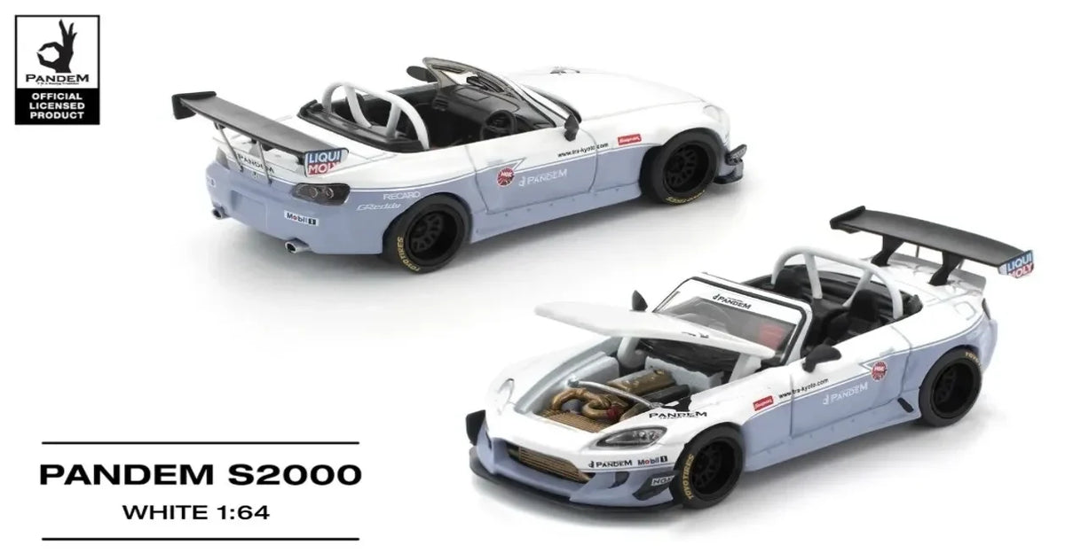 POPRACE PR64-300 HONDA PANDEM S2000 1/64 POP RACE White Diecast Car