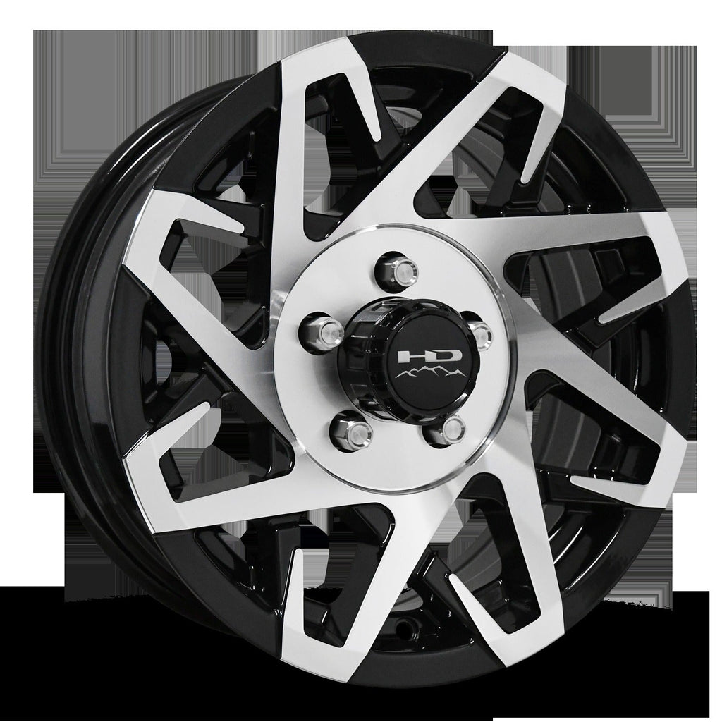 15" x 6" | CANYON ALUMINUM TRAILER WHEEL | 5 on 4-1/2 | Gloss Black Machined