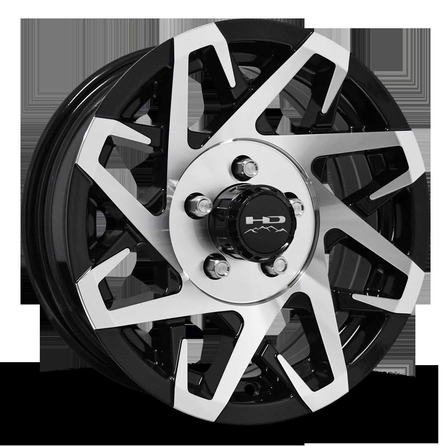 15" x 6" | CANYON ALUMINUM TRAILER WHEEL | 5 on 4-1/2 | Gloss Black Machined