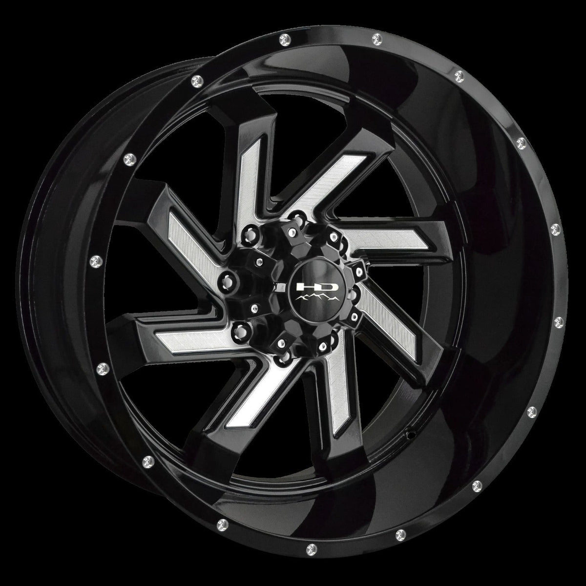 HD Offroad Saw 22x12 -44 8x180mm 124.1mm Gloss Black/Milled Face