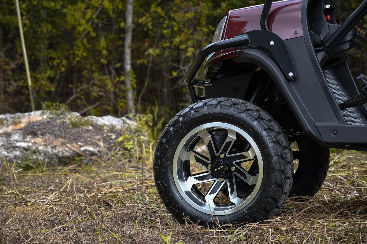 HD Golf Wheel & Tire Package ( 1pc ) 12x7.0 SAW Gloss Black Full Machined w ( 1pc ) 23 Inch A/T Tire