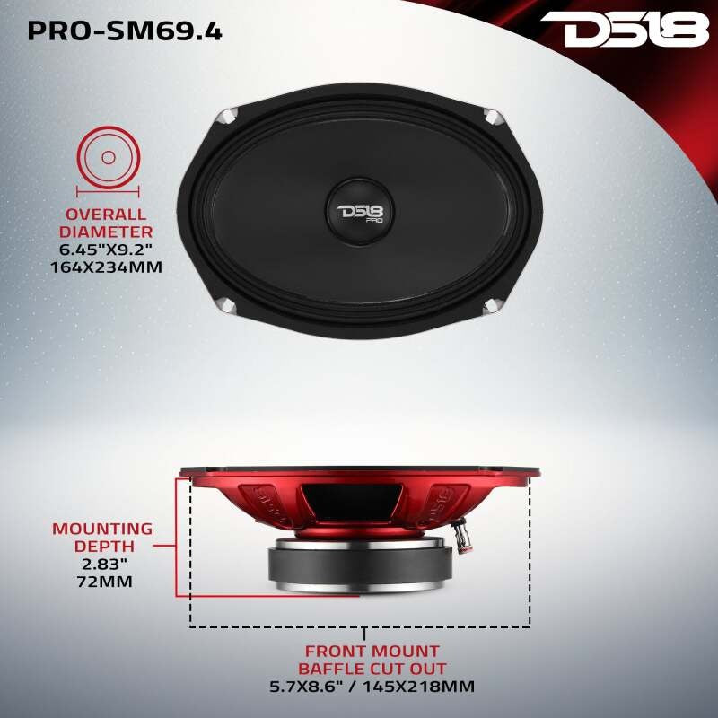 DS18 6x9 250 Watts RMS 4ohm Mid-Range Shallow
