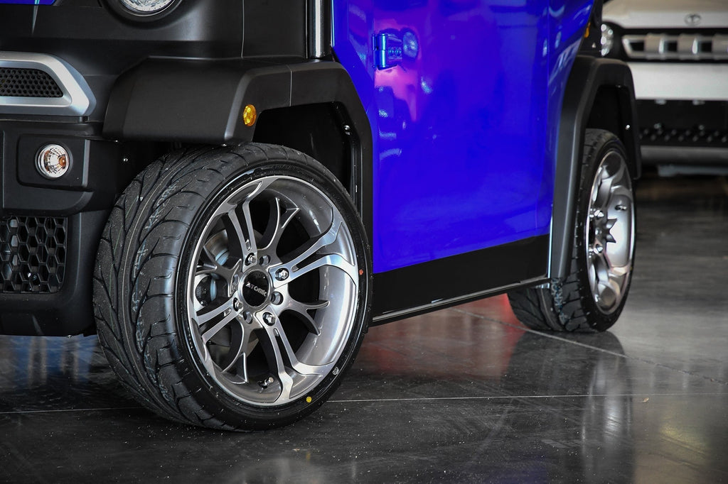 HD Golf Wheel & Tire Package ( 1pc ) 14x7.0 Spinout Gunmetal Machined w ( 1pc ) 205/40-14 All-Season Tire