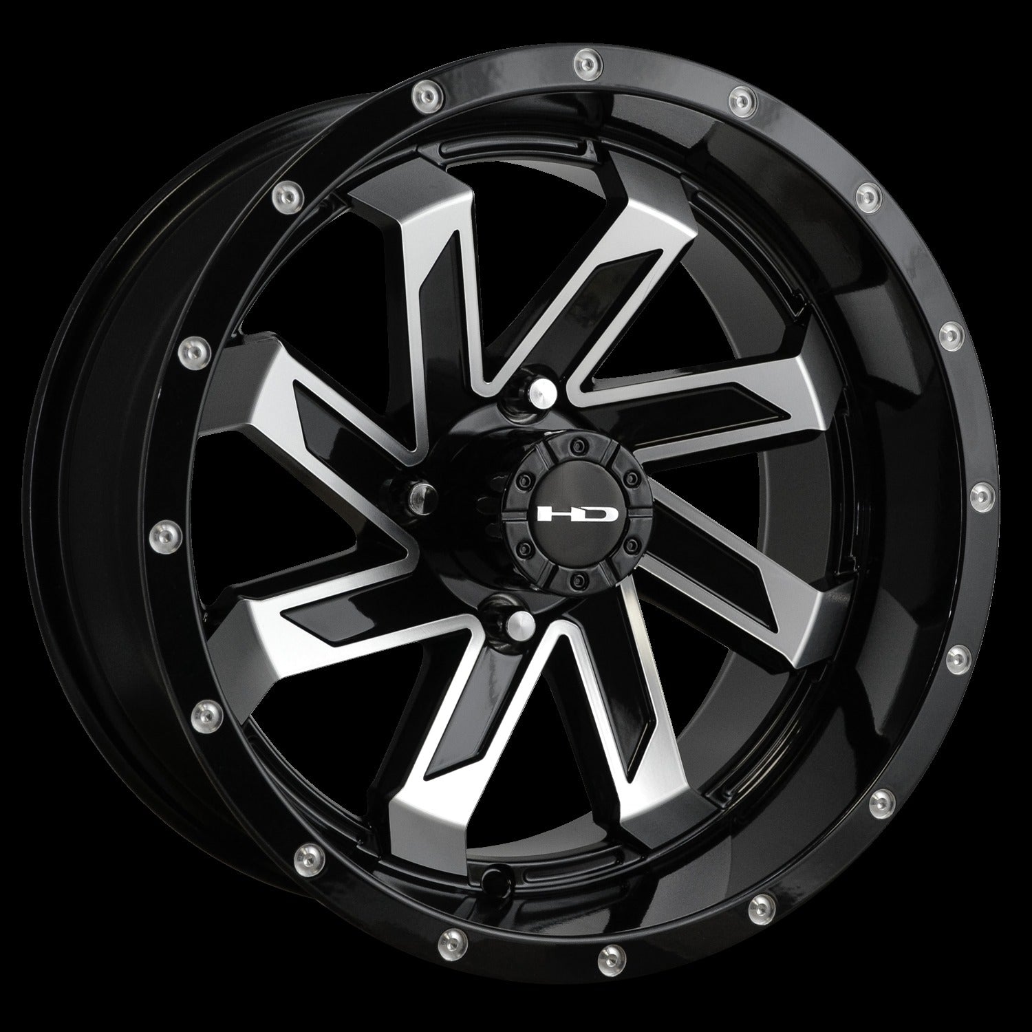 HD Golf Saw 12x7 -14 4x101.6mm 68.2mm Gloss Black/Mchnd Face w/Rvts