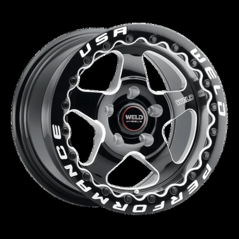 Weld S904 17x10 Ventura Beadlock 5x114.3 ET 49 BS 7.42 Gloss BLK MIL DIA 78.1