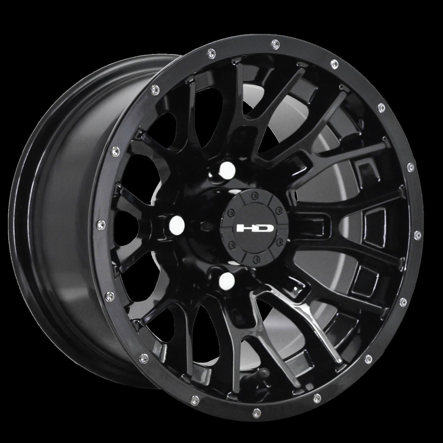 HD Golf RTC 14x7 -14 4x101.6mm 68.2mm Gloss Black w/Black Rivet