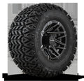 HD Golf Wheel & Tire Package ( 1pc ) 10x7.0 Canyon Black Milled Edges w ( 1pc ) 22 Inch A/T Tire