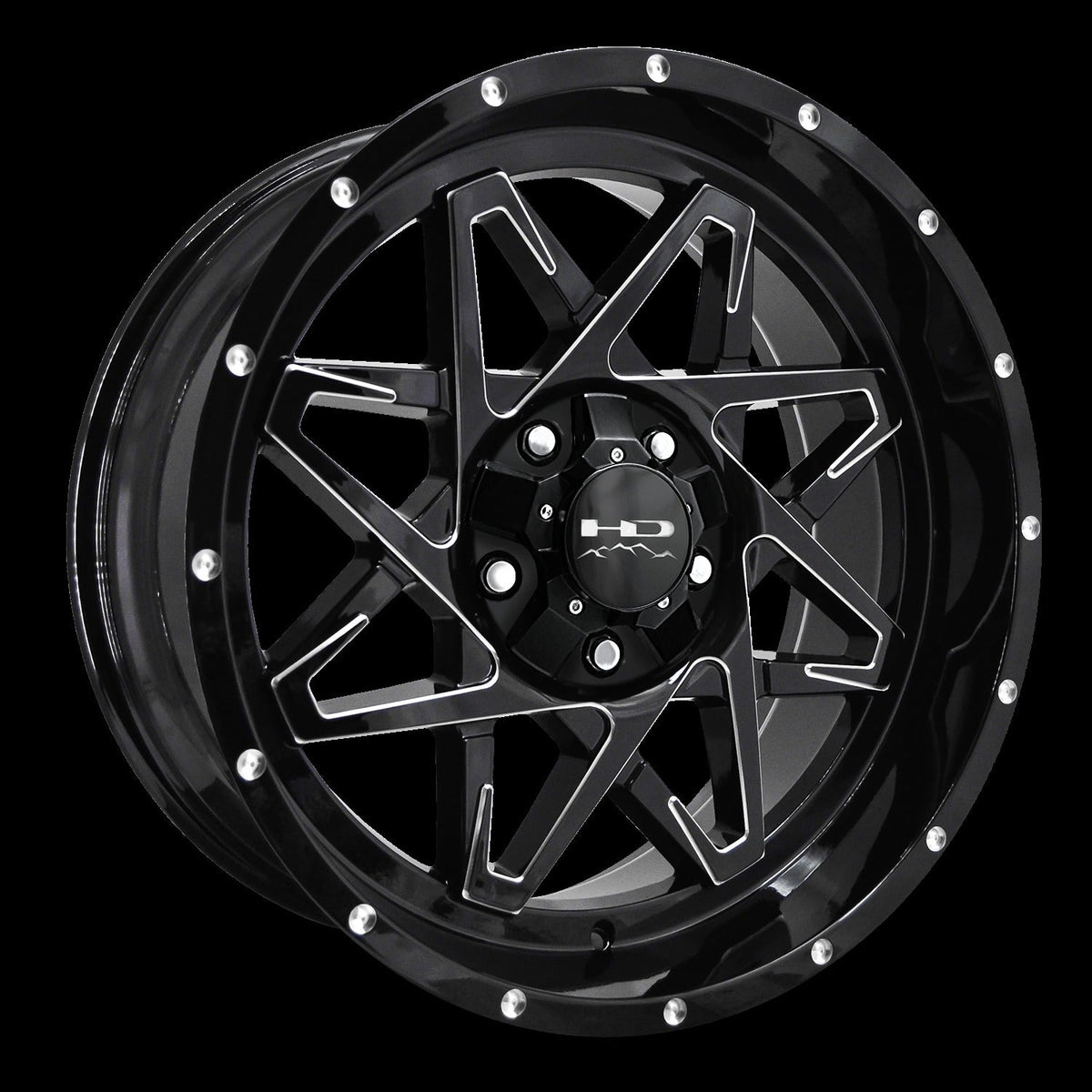 HD Offroad Caliber 20x9 +0 5x139.7/5x150mm 106.2mm Gloss Black/Milled Edge