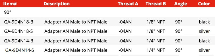 Thread Adapter -AN Male to NPT Male - 90°