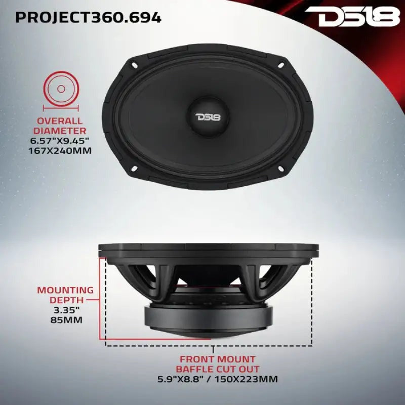 DS18 High-Sensitivity Mid-High Loudspeakers w/ Rotating Recone 6.5in 100.5db 4ohm 100Hz-17kHz