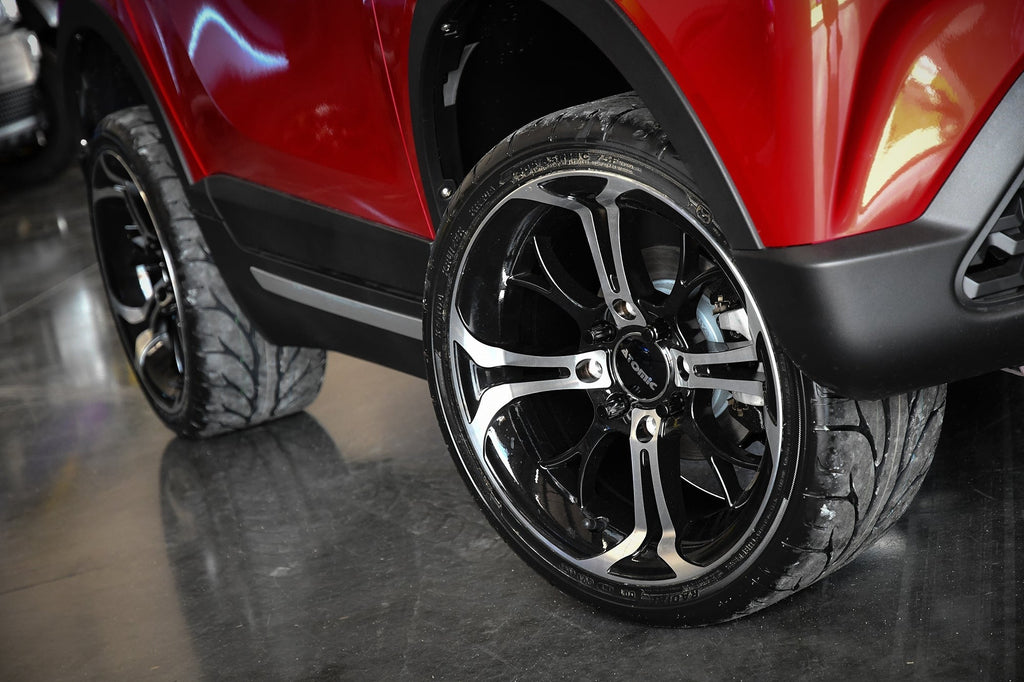 HD Golf Wheel & Tire Package ( 1pc ) 14x7.0 Spinout Gloss Black Machined w ( 1pc ) 205/40-14 All-Season Tire