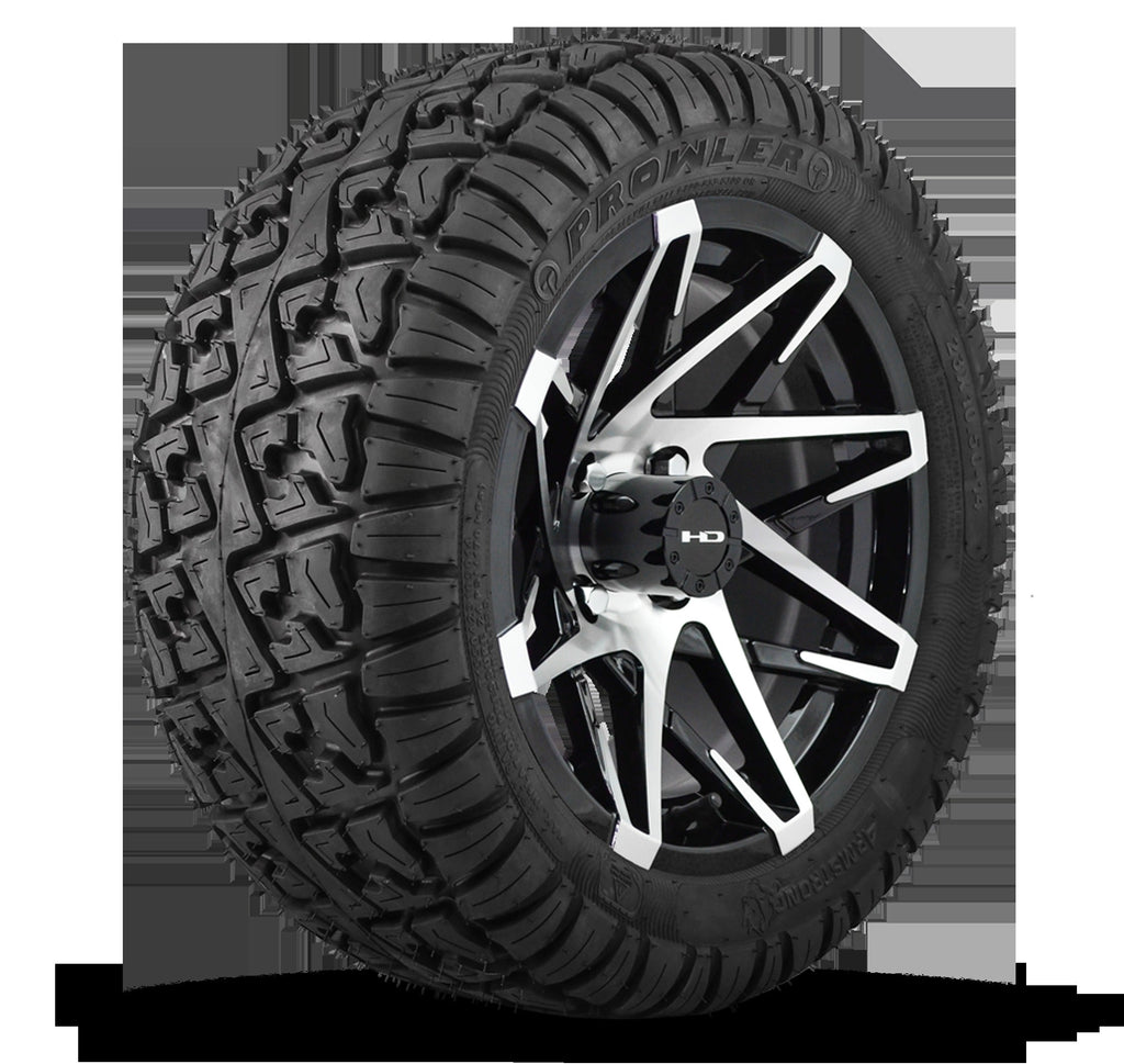 HD Golf Wheel & Tire Package ( 1pc ) 14x7.0 Canyon Black Machined w ( 1pc ) 23 Inch A/T Tire