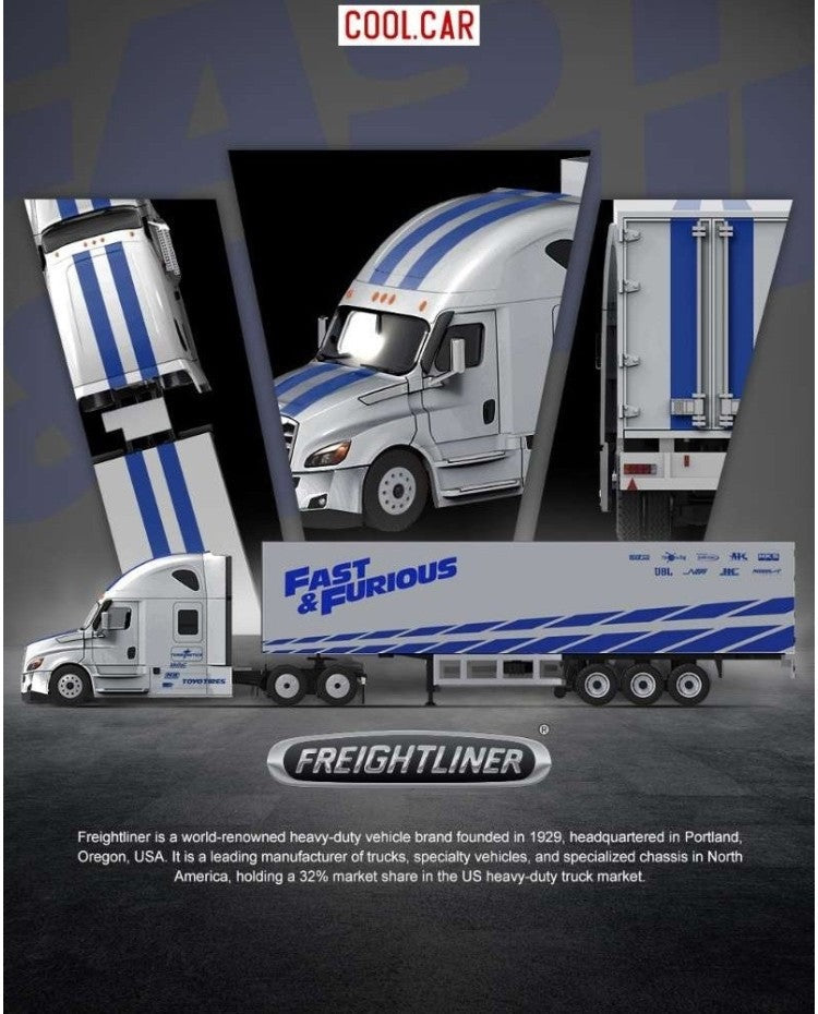 1:64 Freightliner "Fast & Furious" Silver-Blue livery CONTAINER TRUCK (Diecast car model) CC800117