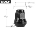 GOLF CART Small Hex Lug Nuts - Black