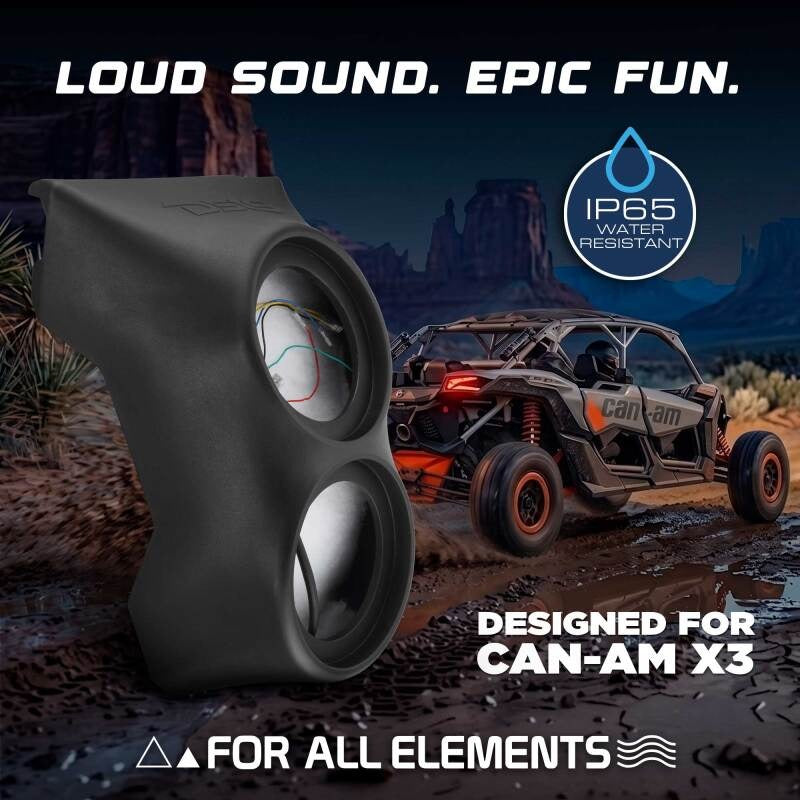 DS18 Water Fall Center Console Enclosure Fits 2 x 6.5 Speakers 2017+ 2 & 4 Door IP65 PE Material