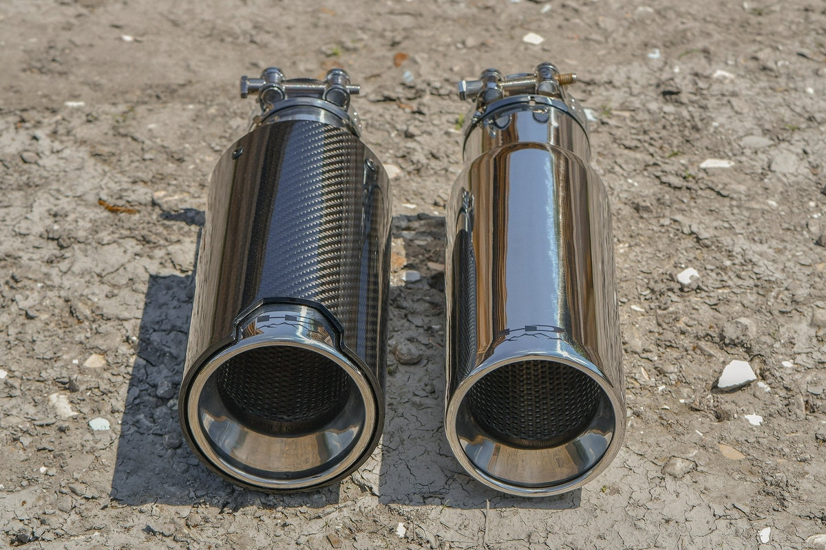 HD Off-Road Polished Stainless & Carbon Fiber Universal Exhaust Tips
