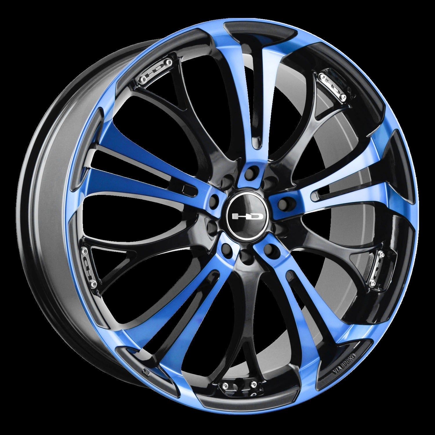 HD Wheels Spinout 20x8 +20 5x120/5x114.3mm 74.1mm Gloss Blue/Machined Face