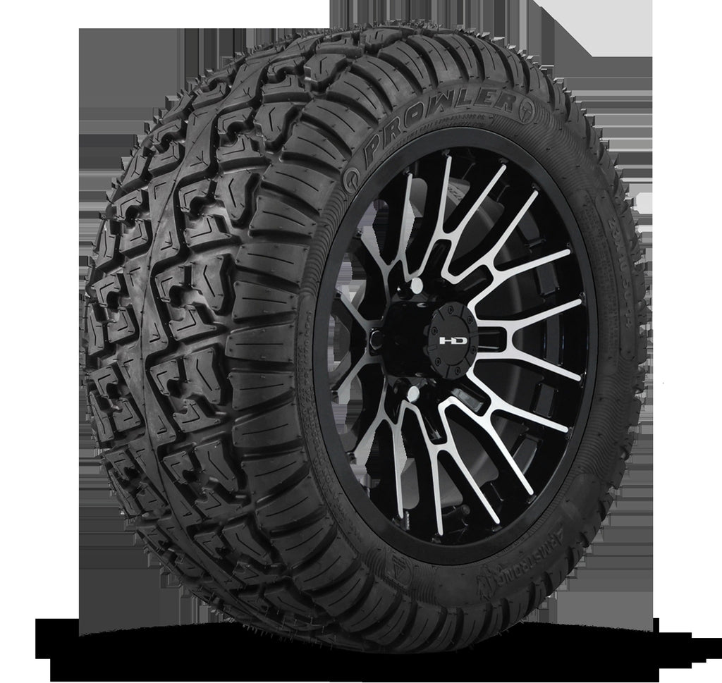 HD Golf Wheel & Tire Package ( 1pc ) 12x7.0 RTC Gloss Black Machined Face w ( 1pc ) 23 Inch A/T Tire