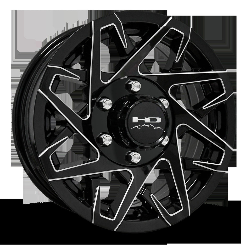 16" x 6" | CANYON ALUMINUM TRAILER WHEEL | 6 on 5-1/2 | Gloss Black Milled Edges