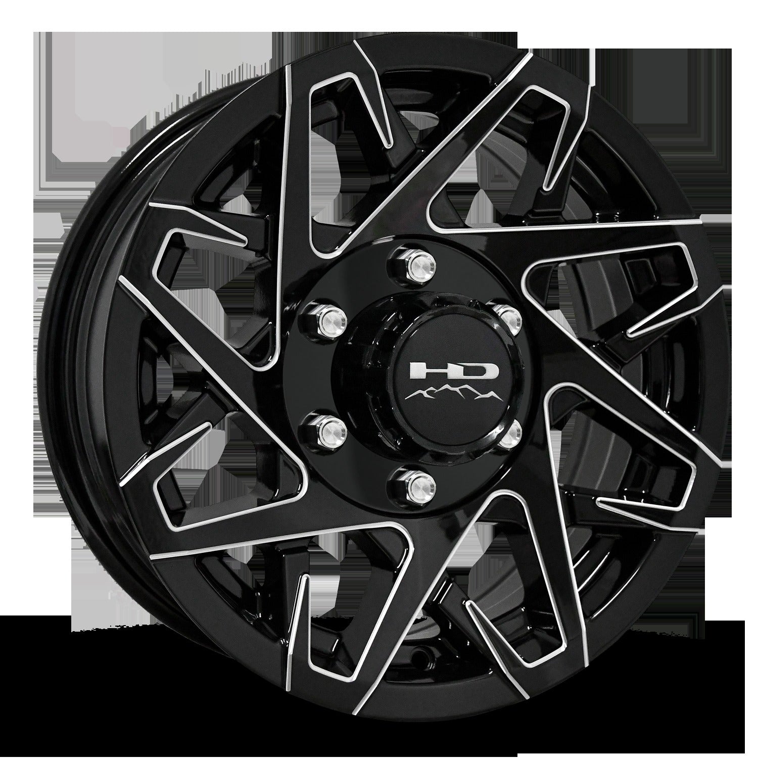 16" x 6" | CANYON ALUMINUM TRAILER WHEEL | 6 on 5-1/2 | Gloss Black Milled Edges