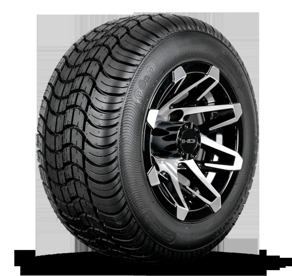 HD Golf Wheel & Tire Package ( 1pc ) 10x7.0 Canyon Black Machined w ( 1pc ) All-Season Tire