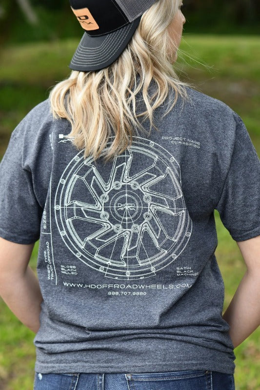 Official HD Off-Road Wheels SAW T-Shirt Heather Grey w Pocket