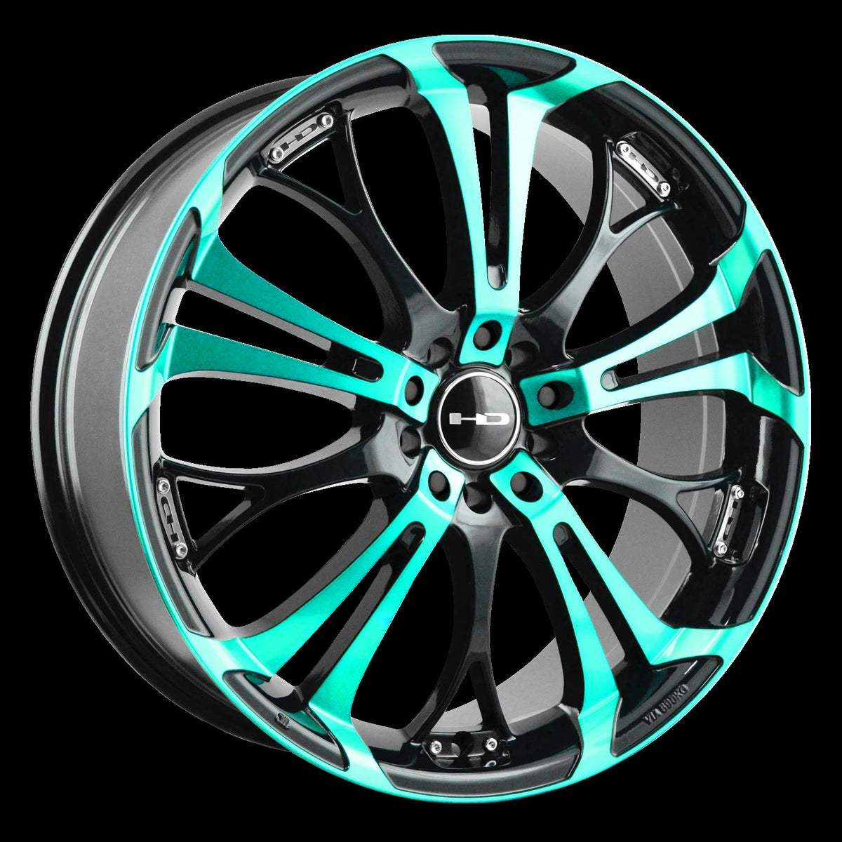 HD Wheels Spinout 20x8 +35 5x120/5x114.3mm 74.1mm Gloss Teal&BK/Machined Face