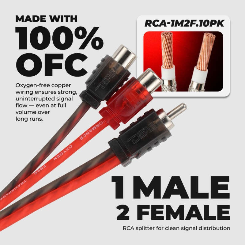 DS18 Level 1 RCA Y Connector 1 Male to 2 Female 10 x Pack