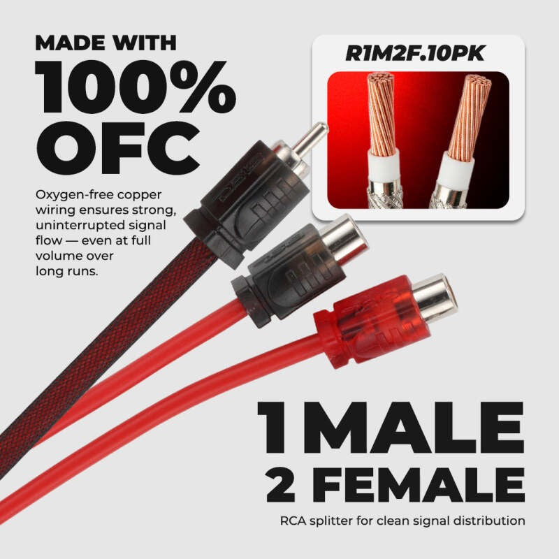 DS18 Level 2 RCA Y Connector 1 Male to 2 Female 10 x Pack