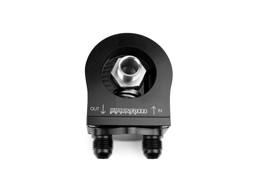 Improved Racing Oil Filter Sandwich Plate with Thermostat for Oil Coolers, -8AN Male Ports, 212°F