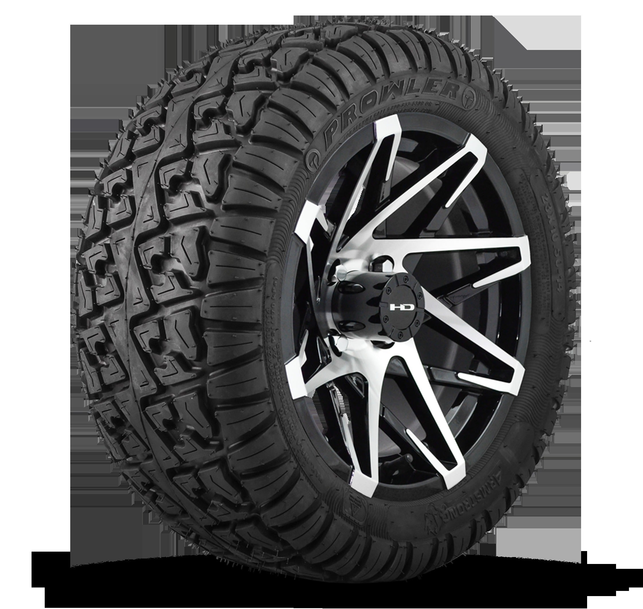 HD Golf Wheel & Tire Package ( 1pc ) 12x7.0 Canyon Black Machined w ( 1pc ) 23 Inch A/T Tire