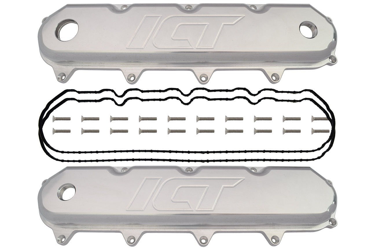 ICT LT Billet Aluminum Valve Cover Set -12orb LT1 LT4 L83 L86 L87 ICT Billet