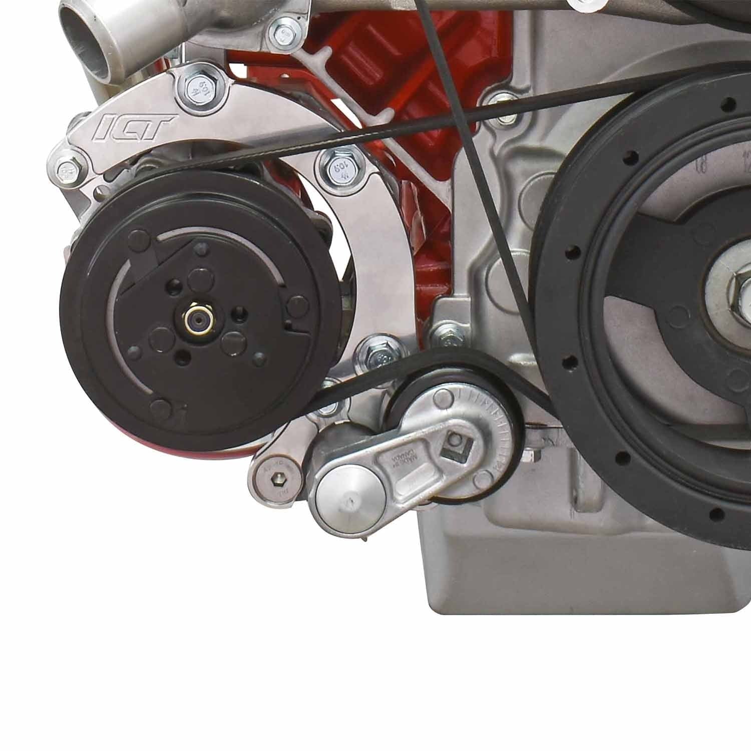 ICT BILLET LS Sanden 7176 A/C Compressor Bracket Kit Tight Fit Low Mount LQ4 L33 AC Turbo