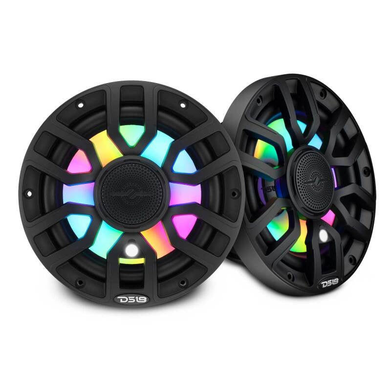 DS18 7.7in 2-Way 175 Watts RMS 4ohm Dgtl LED Lights Bullet Tweeter Cvrs Incl Blk Built-in Deck Light