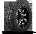 HD Golf Wheel & Tire Package ( 1pc ) 14x7.0 SAW Gloss Black Machined w ( 1pc ) 23 Inch A/T Tire