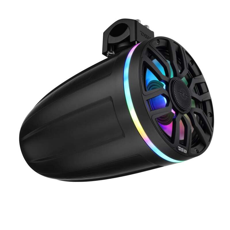 DS18 8in NXL-iQ Marine Tower Speaker with Digital LEDs Neodymium Magnet 1in Driver 350W 4Ohm Black