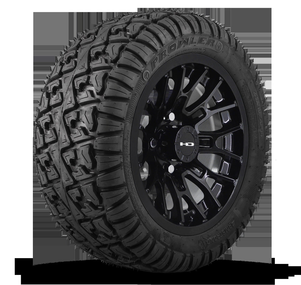 HD Golf Wheel & Tire Package ( 1pc ) 12x7.0 RTC All Gloss Black w ( 1pc ) 23 Inch A/T Tire