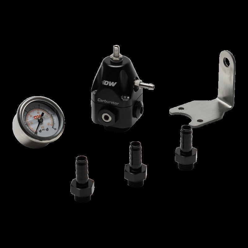 DeatschWerks DWR550C Adjustable Carburetor Regulator w/ 3/8in Barb Fittings and Gauge
