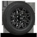 16 INCH | 6 on 5-1/2 | CANYON Aluminum Trailer Wheel w/ Radial Tire Assembly | Gloss Black with Milled Edges ( 1pc )