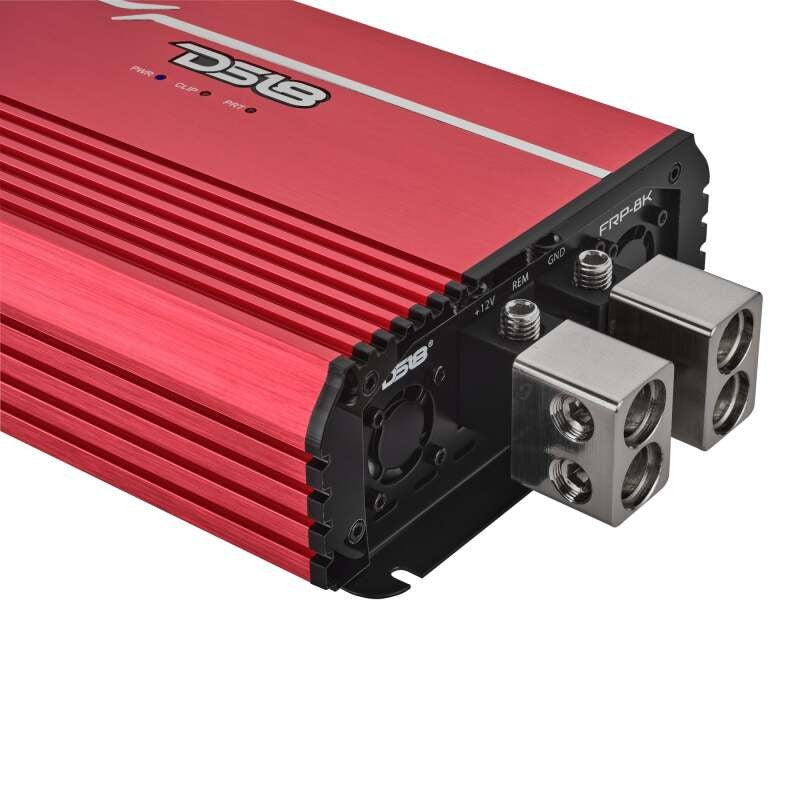DS18 1-Channel Class D Full-Range Monoblock 8000 Watts RMS at1 ohm DPIV1/0 Terminals Included Red