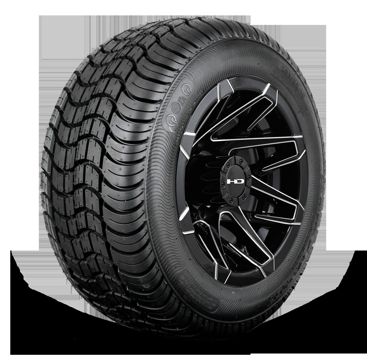 HD Golf Wheel & Tire Package ( 1pc ) 10x7.0 Canyon Black Milled Edges w ( 1pc ) All-Season Tire