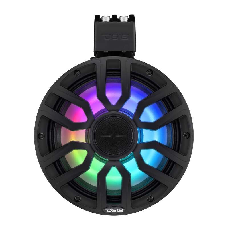 DS18 8in NXL-iQ Marine Tower Speaker with Digital LEDs Neodymium Magnet 1in Driver 350W 4Ohm Black