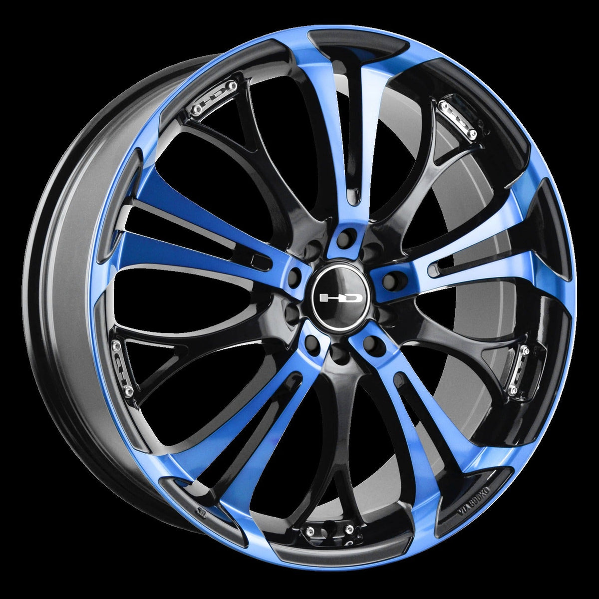 HD Wheels Spinout 18x7.5 +45 5x110/5x114.3mm 73.1mm Gloss Blue/Machined Face