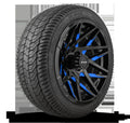 HD Golf Wheel & Tire Package ( 1pc ) 14x7.0 Canyon Black Blue Milled Face w ( 1pc ) 205/40-14 All Season Tire