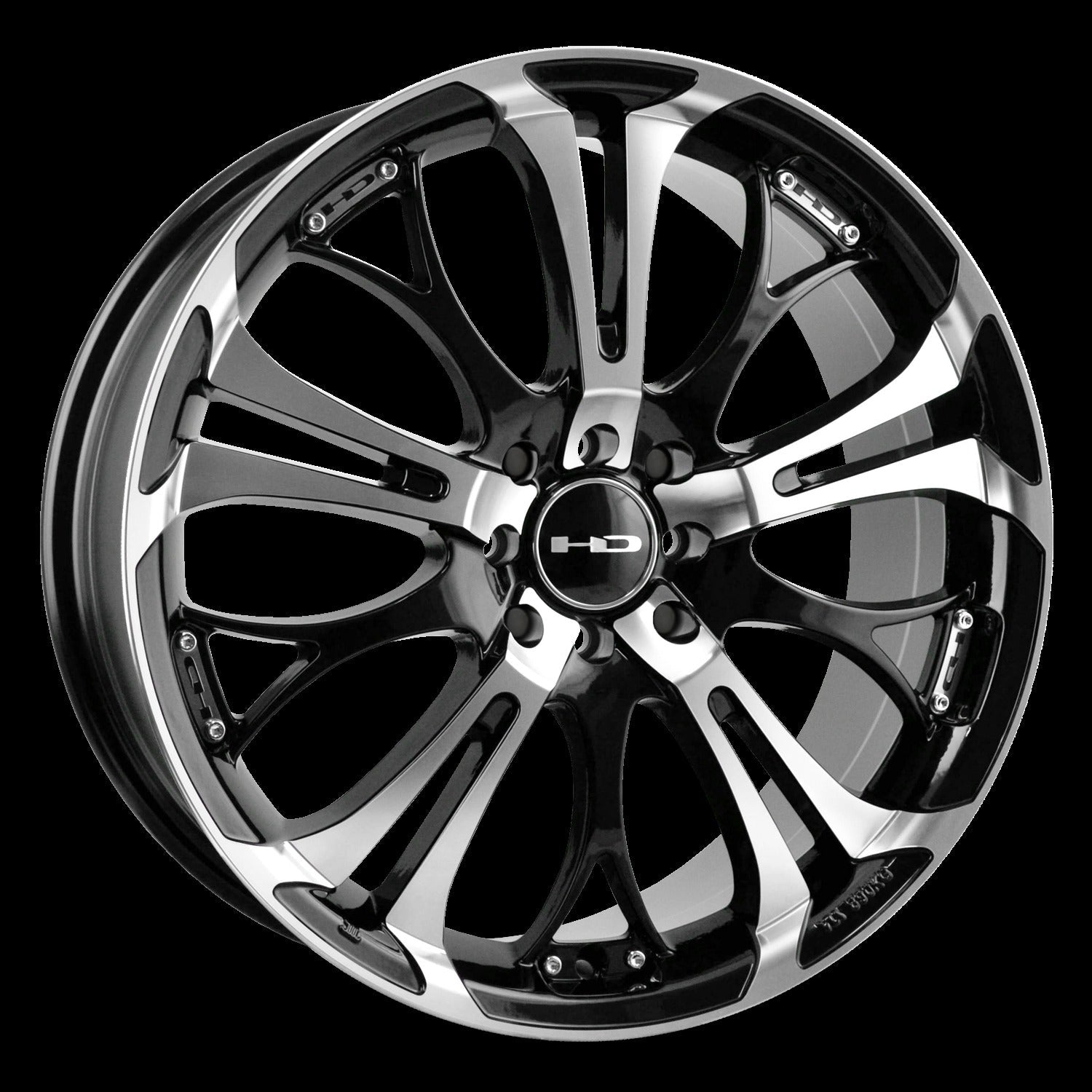 HD Wheels Spinout 16x7 +40 4x100/4x114.3mm 73.1mm Gloss Black/Machined Face