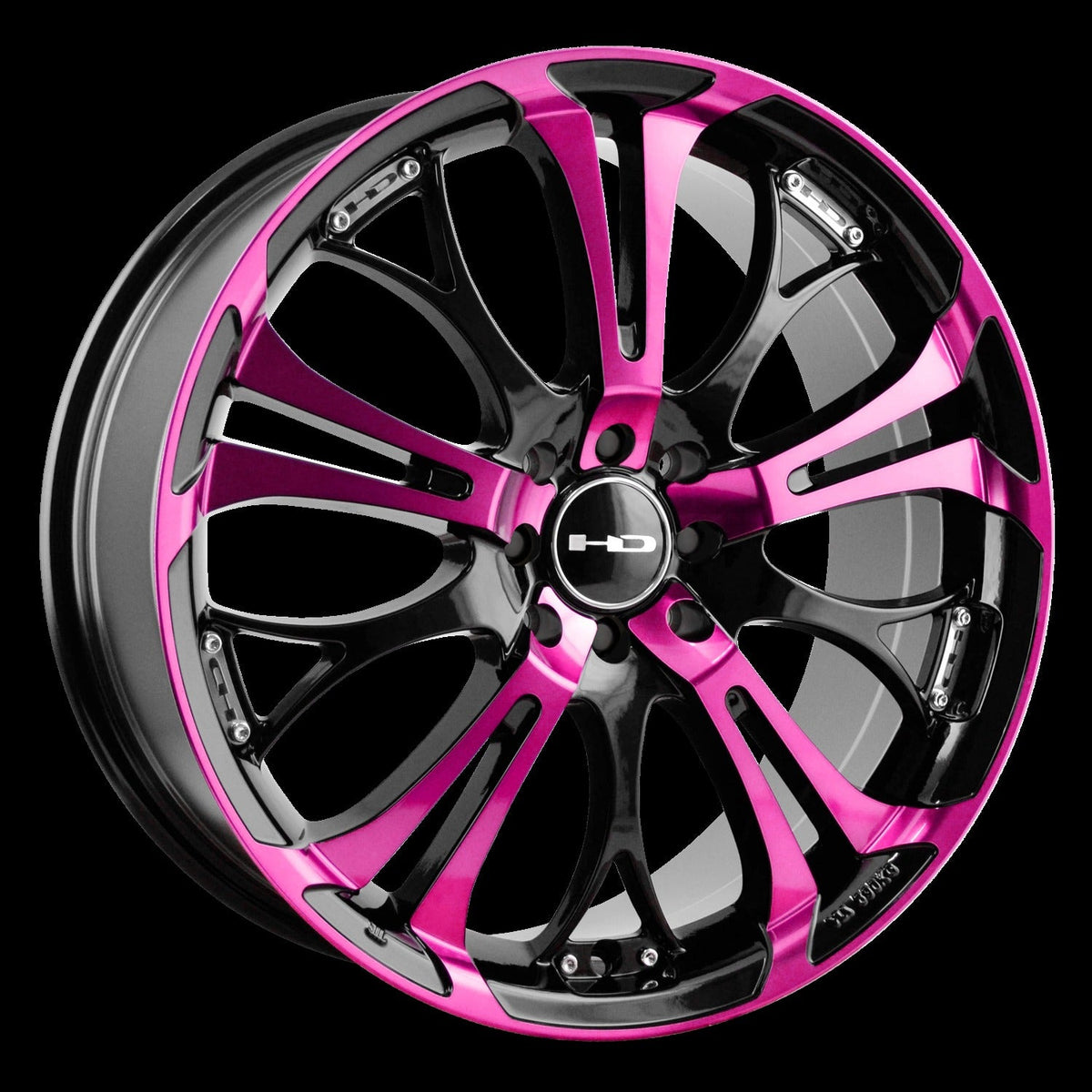HD Wheels Spinout 20x8 +20 5x115/5x120mm 74.1mm Gloss Pink&BK/Machined Face