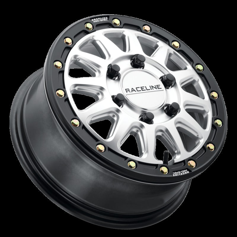 Raceline A14SB Alpha 15x7in / BP / 25mm Offset / 68mm Bore - Hyper Silver w/Black Ring
