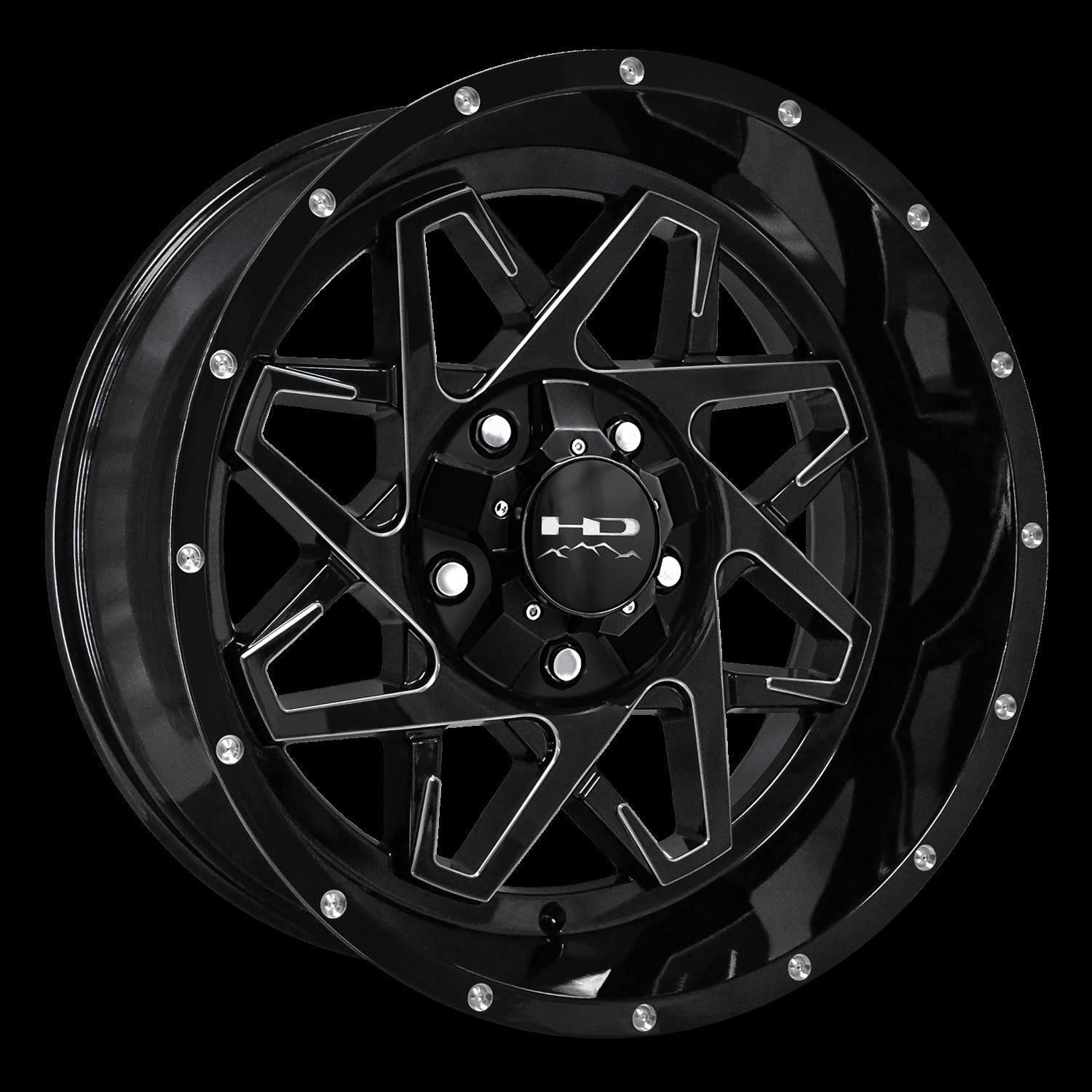 HD Offroad Caliber 20x10 -40 6x135/6x139.7mm 106.2mm Gloss Black/Milled Edge
